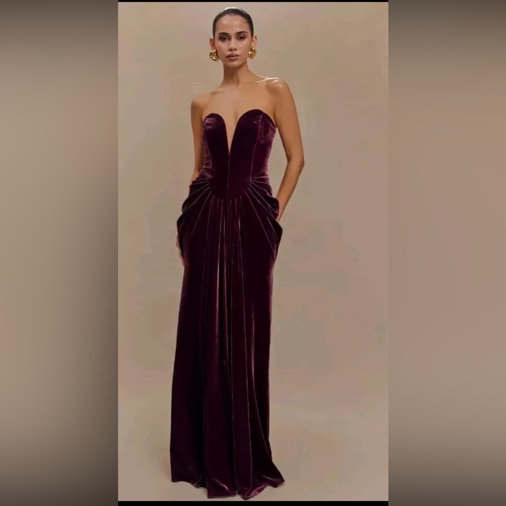 Meshki Paige Velvet Strapless Maxi Dress - Plum